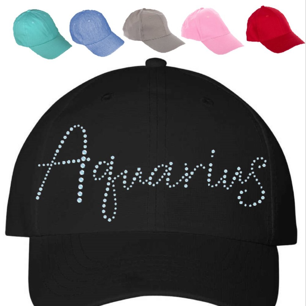 Rhinestone Aquarius Zodiac Cap